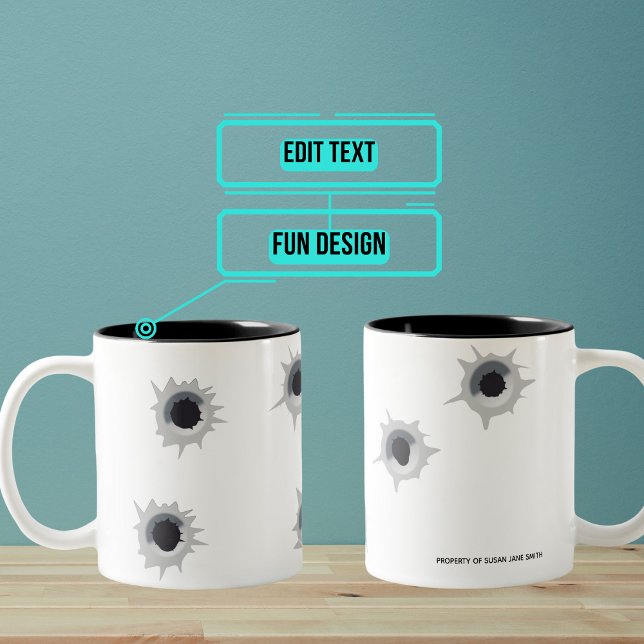 Caneca De Café Em Dois Tons "Buraco com bala" - Mug personalizado (Let your coworkers know that you mean business using your coffee mug that is riddled with "bullet ho)