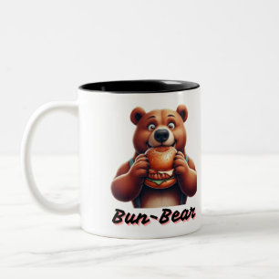 Caneca De Café Em Dois Tons Burger Bear - Engraçado Foodie Animal Cartografia 