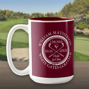 Caneca De Café Em Dois Tons Burgundy Personalizado de Buraco em Um de Golfe