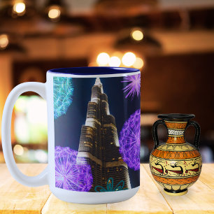 Caneca De Café Em Dois Tons Burj Khalifa Dubai Skyline Architecture UAE