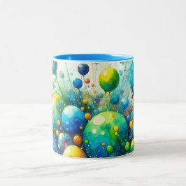 Caneca De Café Em Dois Tons Burst de Bolha de Cores Aquáticas