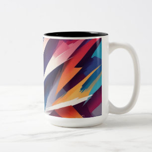 Caneca De Café Em Dois Tons Burst de Cor Geométrica Negrito