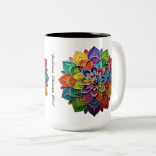 Caneca De Café Em Dois Tons Burst Floral Brilhante