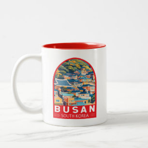 Caneca De Café Em Dois Tons Busan South Korea Viagem Art Emblem