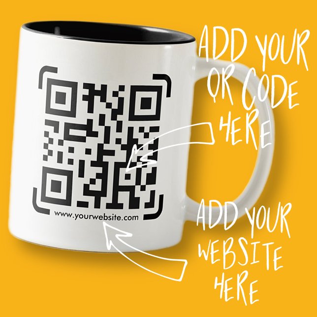 Caneca De Café Em Dois Tons Business Scan Me QR Code Site Modern Simples (Criador carregado)