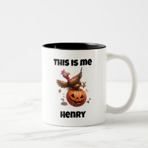 Caneca De Café Em Dois Tons Butterball Turquia Ação de Graças Pumpkin