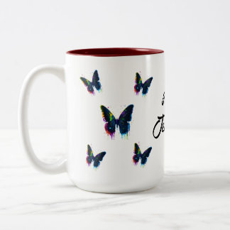 Caneca De Café Em Dois Tons Butterfly White Personalised Name Tea Lover's