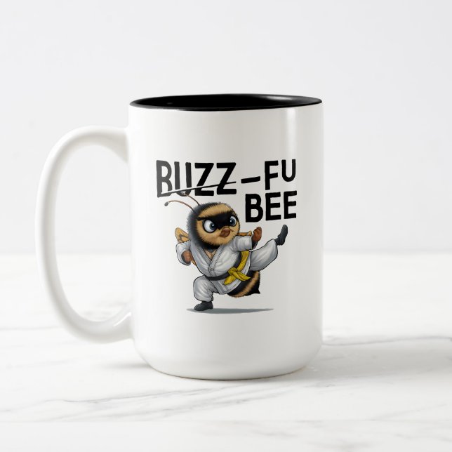 Caneca De Café Em Dois Tons Buzz-Fu Bee Artes Marciais (Esquerda)