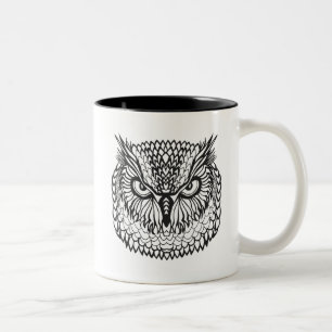 Caneca De Café Em Dois Tons Cabeça da coruja de Eagle do estilo
