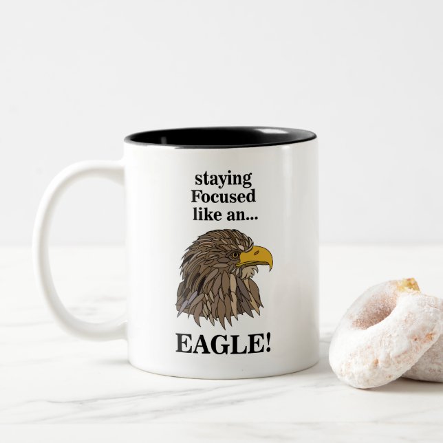 Caneca De Café Em Dois Tons Cabeça de Águia Dourada (Com Donut)