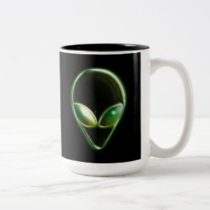 Caneca De Café Em Dois Tons Cabeça de Alienígena metálica 04 Canhão