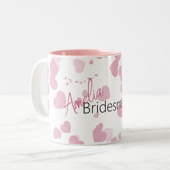 Caneca De Café Em Dois Tons Cabeça de Amor bonito Personalizada Bridesmaid (Frente Esquerda)