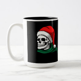 Caneca De Café Em Dois Tons Cabeça de esqueleto com Chapéu em um