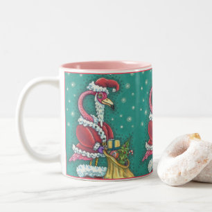 CANECA DE CAFÉ EM DOIS TONS CABEÇA DE FLAMINGO ROSA VIVO EM TRAJE ENGRAÇADO DE