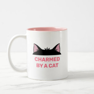 Caneca De Café Em Dois Tons Cabeça de Gato & Citação Engraçada de Gato Persona