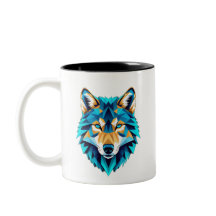 Cabeça de Lobo Geométrico – Animal Baixo Poli Azul