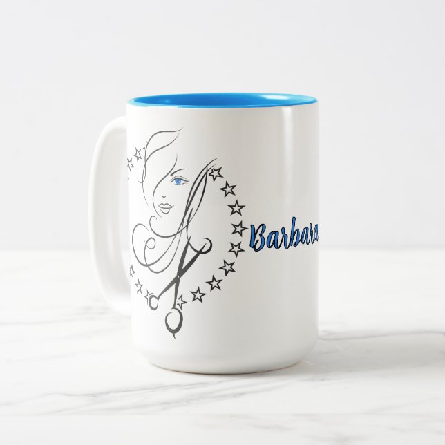 Caneca De Café Em Dois Tons Cabeleireiro Personalizado  (Frente Esquerda)