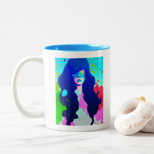 Caneca De Café Em Dois Tons Cabelo Azul Não se importa
