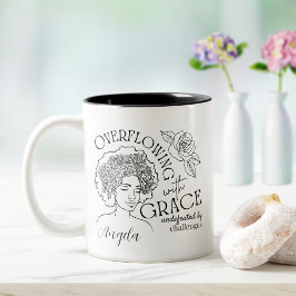 Caneca De Café Em Dois Tons Cabelo Chic de Blooms de Empoderamento de Rosas