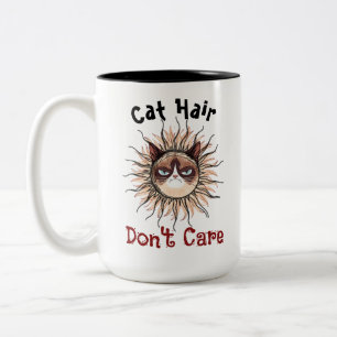 Caneca De Café Em Dois Tons Cabelo de Gato Não Me Importa Citação Divertida pa