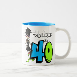 Caneca De Café Em Dois Tons Cabelo preto fabuloso no aniversário 40