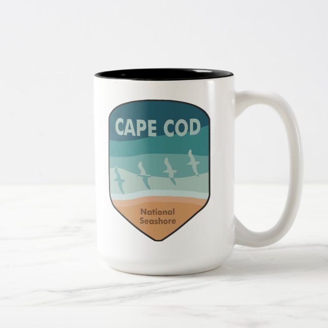Caneca De Café Em Dois Tons Cabo Cod National Seashore Massachusetts Seagulls (Direita)