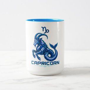 Caneca De Café Em Dois Tons Cabra do Mar Cyber Futurista Arte Mecânica Azul