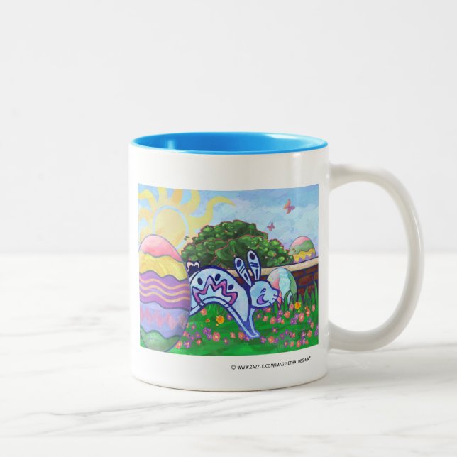Caneca De Café Em Dois Tons Caça De Ovo De Páscoa No Quintal (Direita)