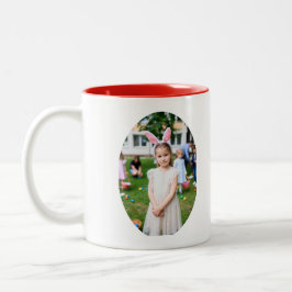 Caneca De Café Em Dois Tons Caça de Ovos de Foto de Garota com Orelhas de Coel
