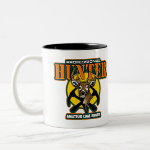 Caneca De Café Em Dois Tons CAÇADOR PROFISSIONAL, minerador de carvão amador