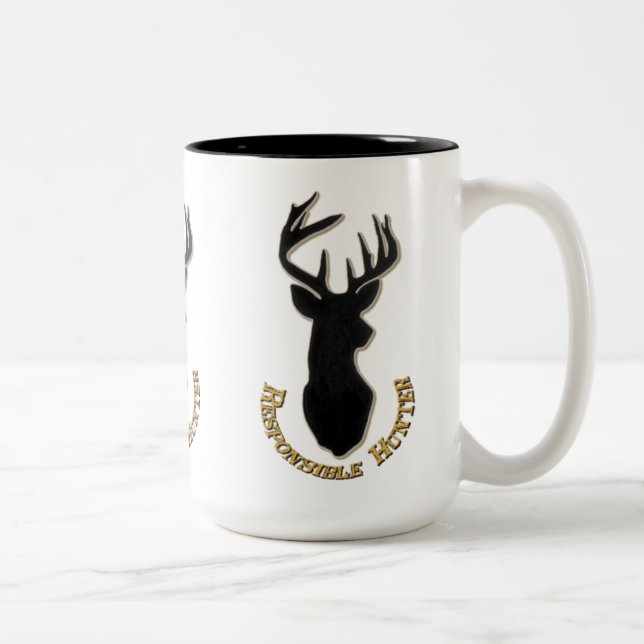 Caneca De Café Em Dois Tons Caçador Responsável Deer Pattern Mug (Direita)
