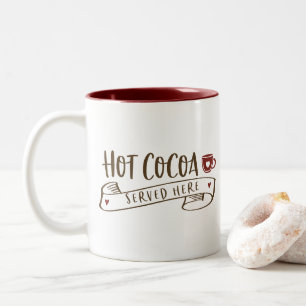 Caneca De Café Em Dois Tons Cacau quente serviu aqui Feriado de Escrita Manual
