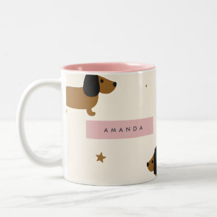 Caneca De Café Em Dois Tons Cachorrinho Marrom Bonito Personalizado da Raça Da