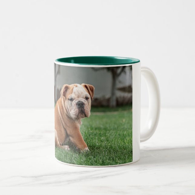 Caneca De Café Em Dois Tons cachorrinho vermelho e branco (Frente Esquerda)