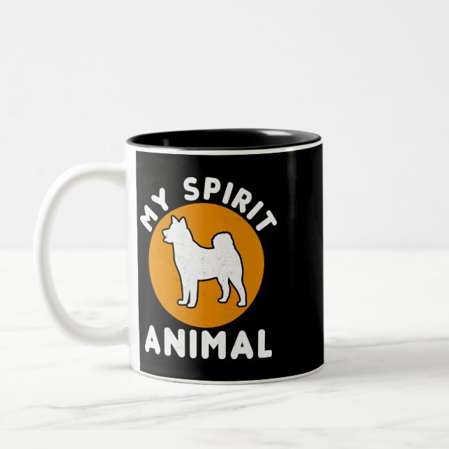 Caneca De Café Em Dois Tons Cachorro Akita Meu Espírito Animal American Akita  (Esquerda)