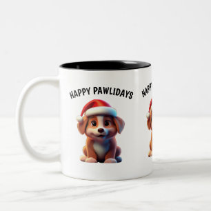 Caneca De Café Em Dois Tons Cachorro amante - Feliz Feliz Pawlidays