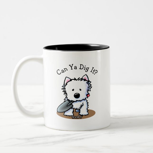 Caneca De Café Em Dois Tons Cachorro Auxiliar do Jardim do KiniArt (Esquerda)