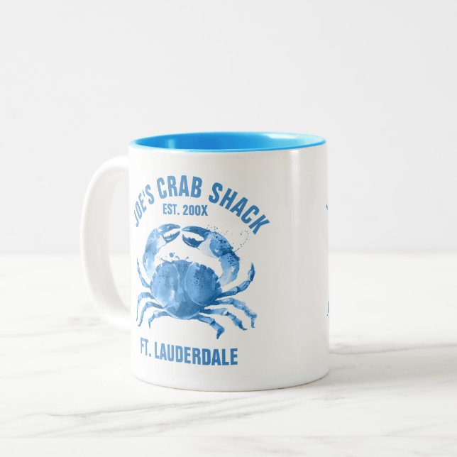 Caneca De Café Em Dois Tons Cachorro Azul Cachorro Aquarelas Ilustração Cama (Frente Esquerda)