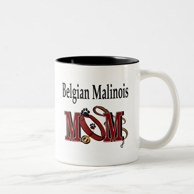 Caneca De Café Em Dois Tons Cachorro belga Malinois MOM (Direita)