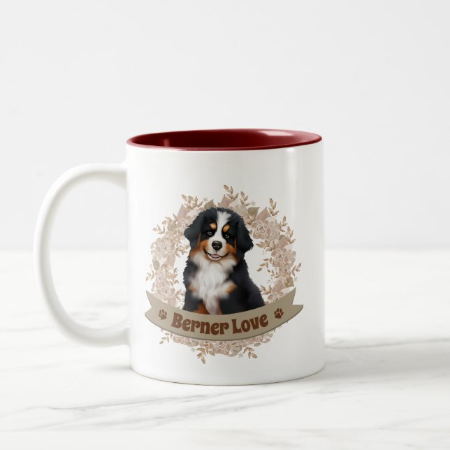 Caneca De Café Em Dois Tons Cachorro Bernês De Dois Toneladas (Esquerda)