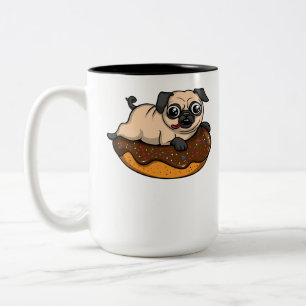 Caneca De Café Em Dois Tons Cachorro Bonito Andando Rosquinha Engraçado Pet
