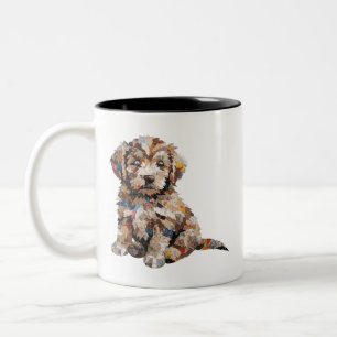 Caneca De Café Em Dois Tons Cachorro Bonito Esperando para ser Adotado