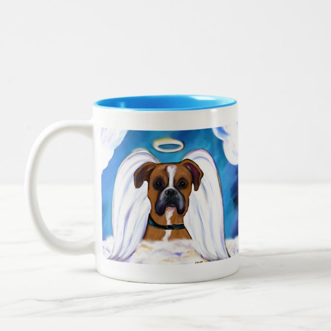 Caneca De Café Em Dois Tons Cachorro Boxer Anjo (Esquerda)