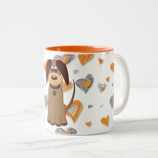 Caneca De Café Em Dois Tons Cachorro Castanho (Frente Esquerda)
