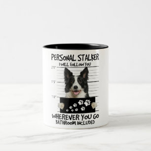 Caneca De Café Em Dois Tons Cachorro Collie de Borda Pessoal Eu vou segui-lo
