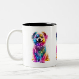 Caneca De Café Em Dois Tons Cachorro Colorido