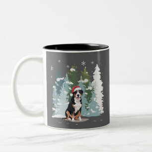 Caneca De Café Em Dois Tons Cachorro da Montanha Bernese Mãe Puppy Winter