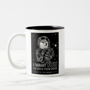 Caneca De Café Em Dois Tons Cachorro De Dogecoina Quero Que Você Chame A Lua 
