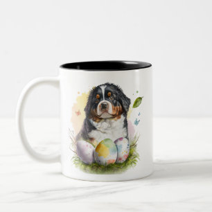 Caneca De Café Em Dois Tons Cachorro de Montanha Bernese, Ovo de Páscoa, Pásco