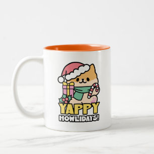 Caneca De Café Em Dois Tons Cachorro de Natal Bonito - Erradias de Yappy
